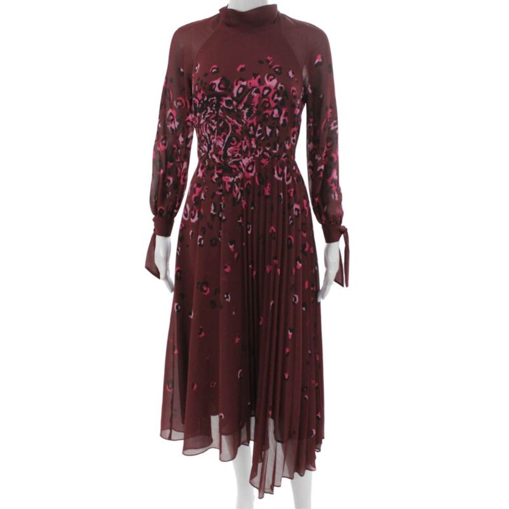 Whistles Womens Fit & Flare Red High Neck Long Sleeve Knee Length Dress Size 0